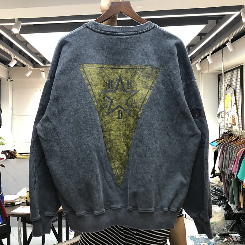 Новые мужские и женские толстовки Rhude свитшоты винтажные повседневные плотные RHUDE худи с логотипом в виде орла мотоцикла