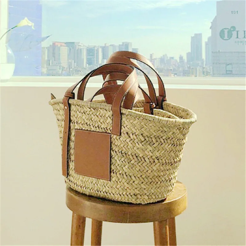 

2019 New Straw Bag High Quality Woven Women's Bag European Brand Handbag Summer Rattan Bag Palm Leaf Handmade Sac A Main