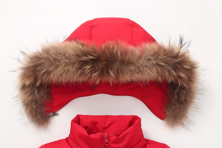 Children's Down Garment New Girls'Long and Thickened Boys' Little and Middle Children's Baby Jacket with Big Hair Collar