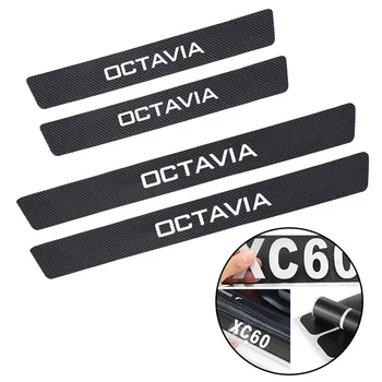 

4Pcs Carbon Fiber Anti-Scratch Door Sill Scuff Stickers For Skoda Octavia A7 Kodiaq Rapid Fabia Scala Superb Accessories