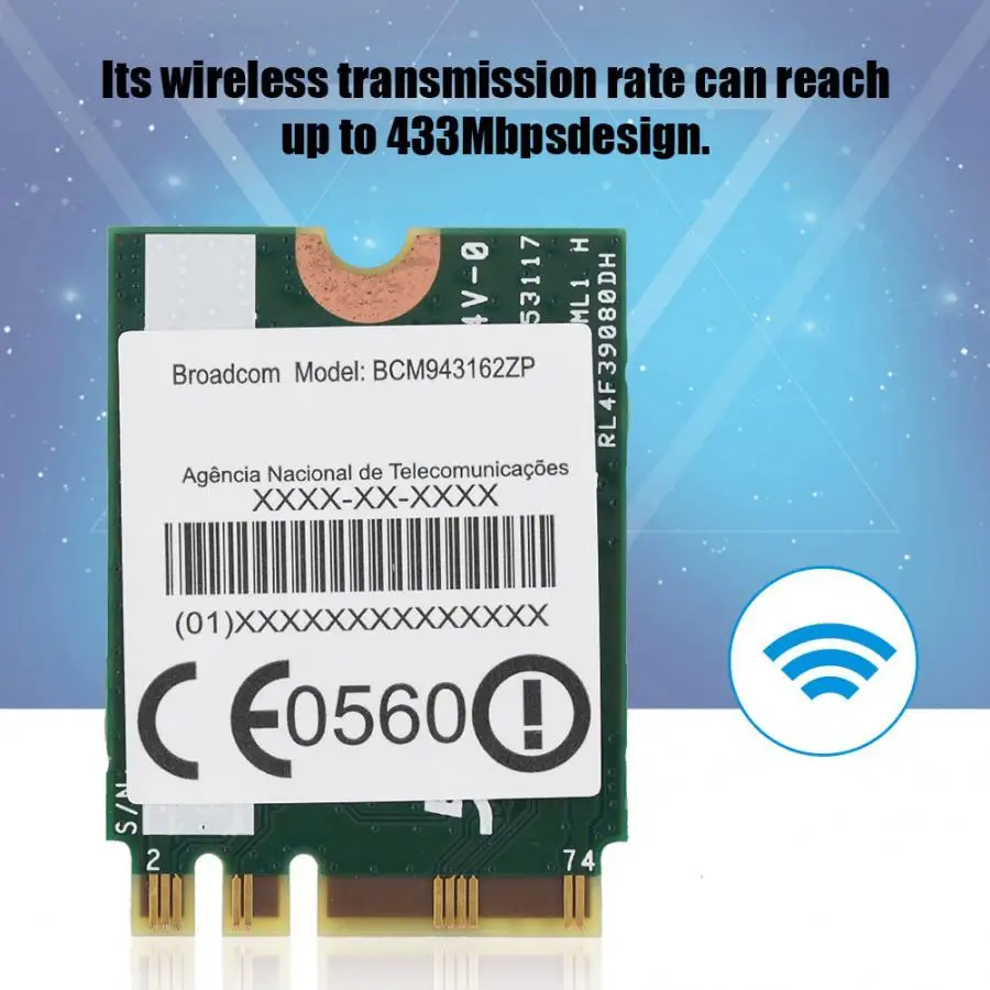 Мини WIFI карта Двухдиапазонная 433Mpbs сеть NGFF M2 беспроводная 802.11AC для Lenovo