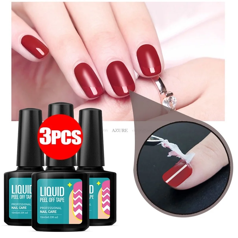 

Azure Beauty 3Pcs/Lot Anti-freezing Peel Off Nail Polish Nail Tape Latex Cuticle Guard Nail Gel Easy Clean Peel Off Nail Lacquer