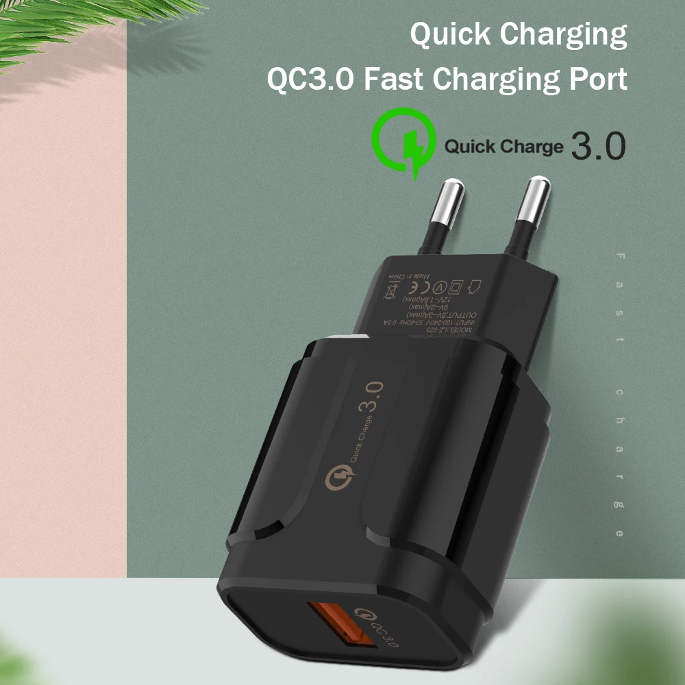 

Universal Travel Wall Charger USB Adapter EU Plug Charger QC3.0 Turbo Fast Charger 5V/3A 9V/2A For Huawei Xiaomi iPhone Samsung