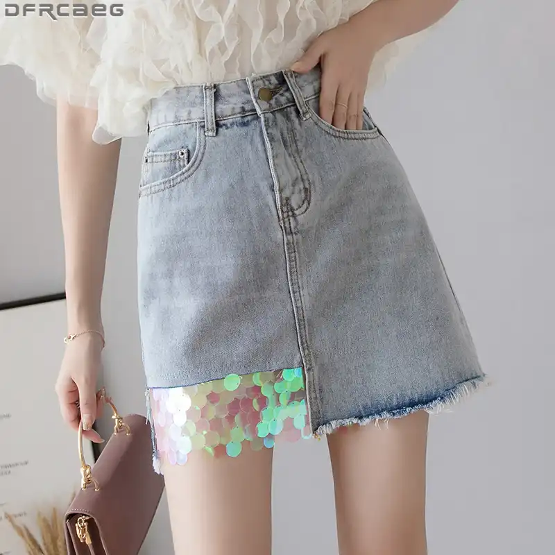 aesthetic jean skirt
