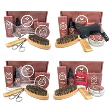 6 шт./компл. Для мужчин борода комплект Уход за лошадьми борода набор масло для бороды увлажняющее воск Blam гребень эссенция для укладки волос ножницы для волос Для мужчин бороды, набор