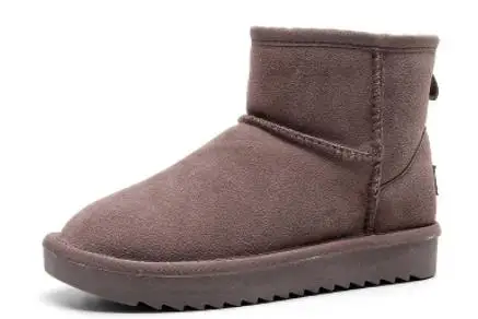 light choclate Женские сапоги из натуральной коровьей кожи; зимняя обувь; Теплая обувь с плюшевой подкладкой; классические сапожки для девочек на платформе - Цвет: light choclate
