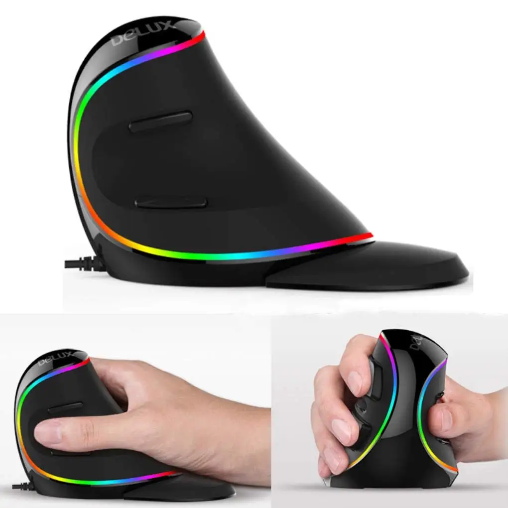 Delux M618 Plus, вертикальная игровая 3D мышь, эргономичная, полезная, светодиодный светильник, компьютерная мышь для ПК, ноутбука, геймера, Новинка