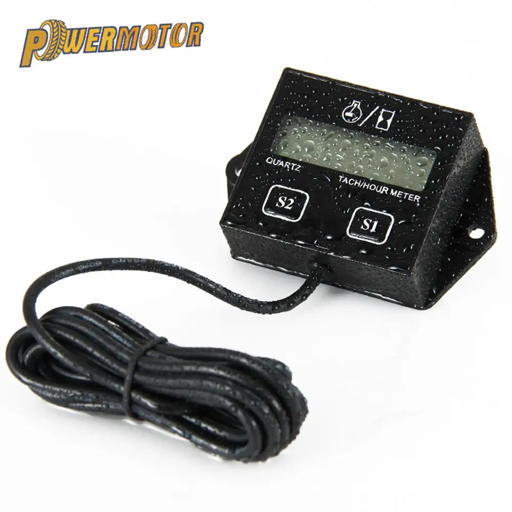 

Digital Display Tachometer Engine Tach Hour Meter Gauge Inductive Display for Motorcycle Car Motor Stroke Replaceable Battery