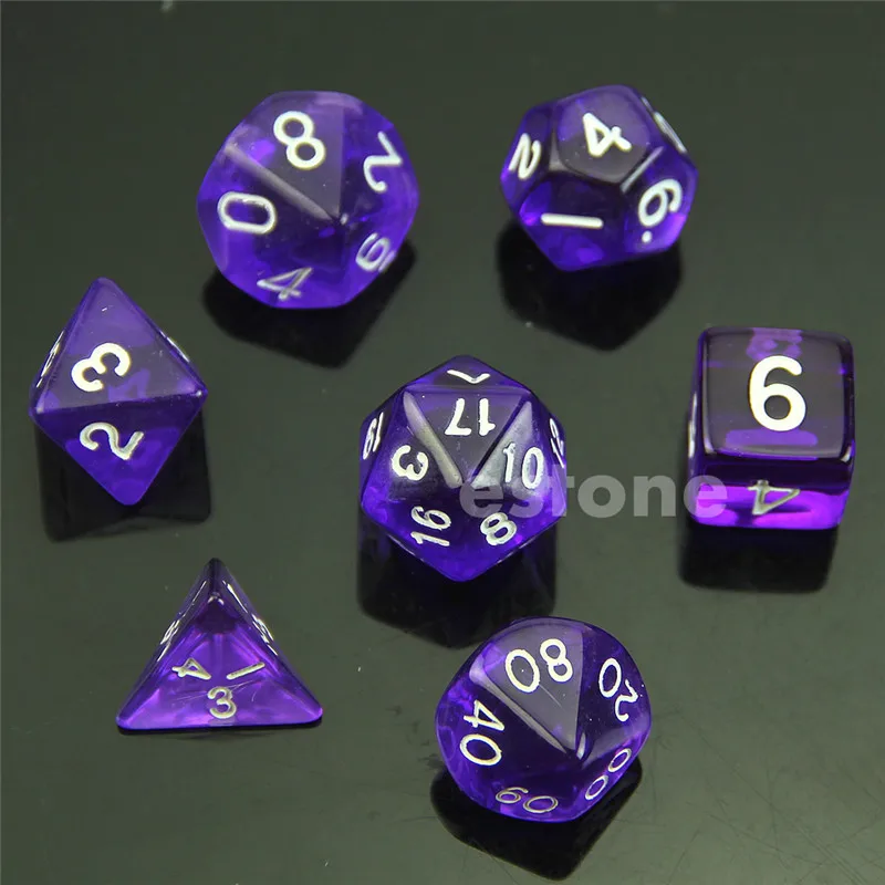 Фиолетовый 7-кости Двусторонняя D4 D6 D8 D10 D12 D20 Magic-сбора D& ролевые поли игровой набор синего цвета - Цвет: Фиолетовый