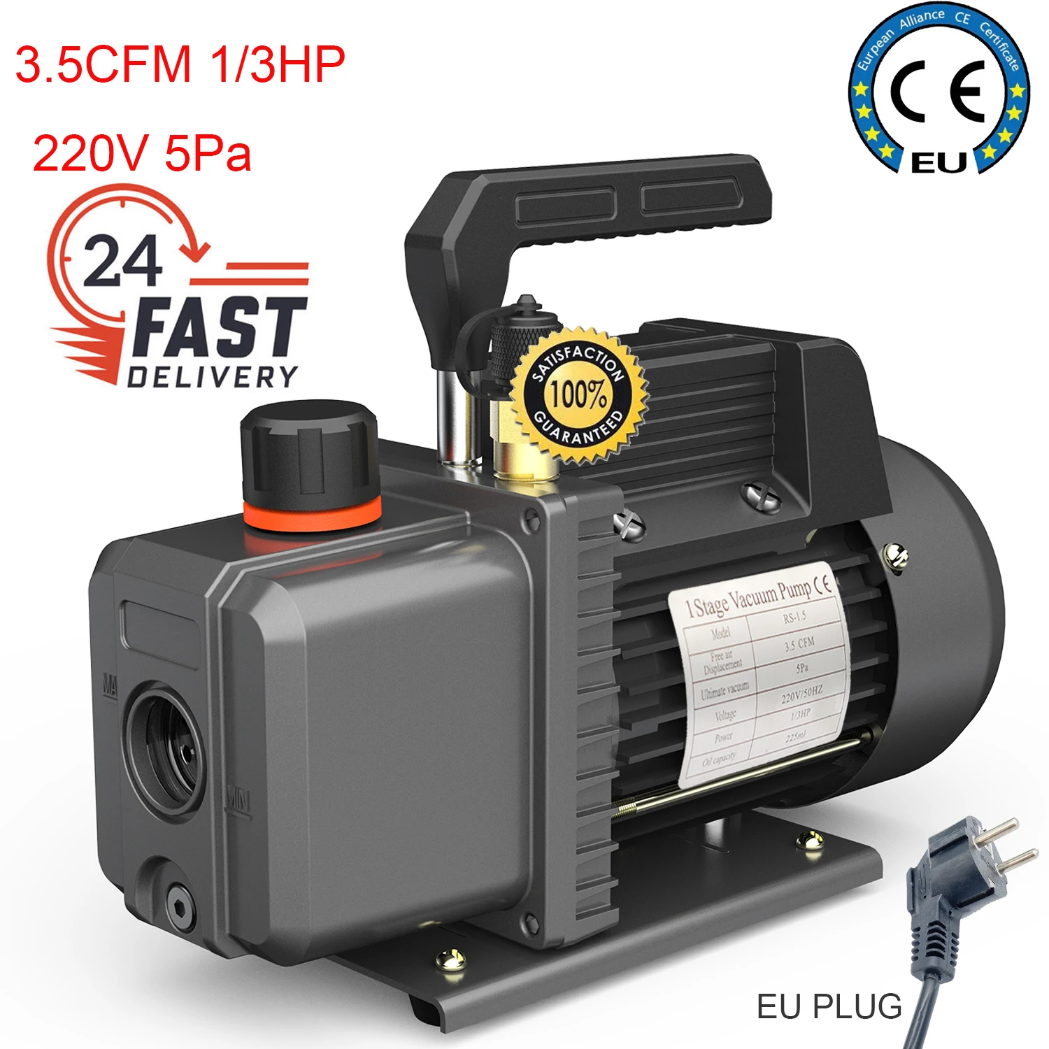 Bomba De Vacio 3.5 CFM 5 Pa, 1/4HP, HVAC/Auto AC Herramienta De Recarga De Aire  Acondicionado Refrig