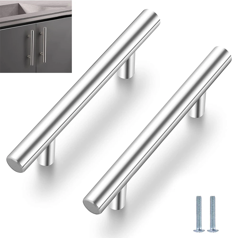 Furniture Handles Wardrobe Door Pull Stainless Steel Drawer T Bar Straight Kitchen Long Cabinet Closet Knob