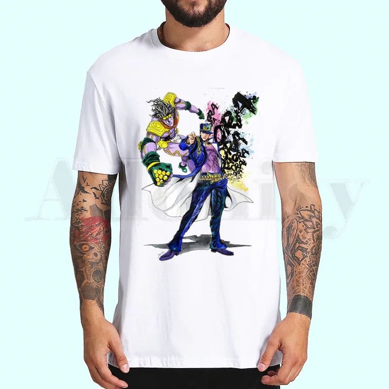 ZC Jojo Bizarre Adventure T Shirts Short Sleeves T-shirt Men Fashion Tide Brand Print T Shirt Men Tops Tees Men's T-shirt - Цвет: ZC