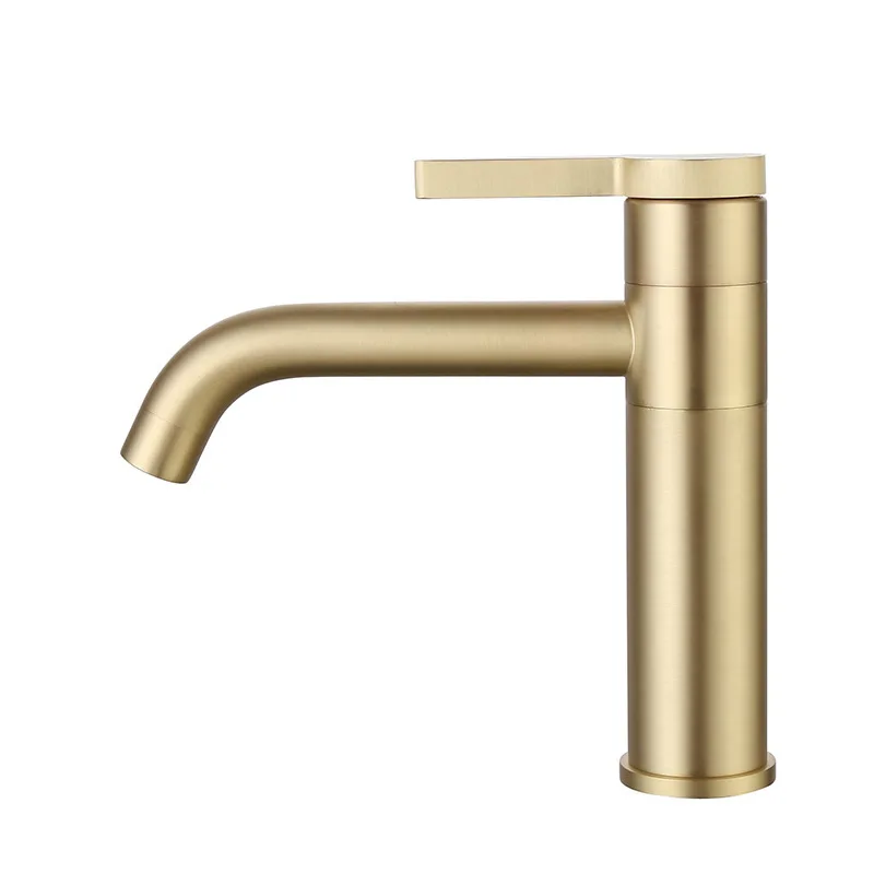 

Benefit Margin Full Copper Wire Drawing Gold Cold Hot Water Basin Faucet European Basin Faucet