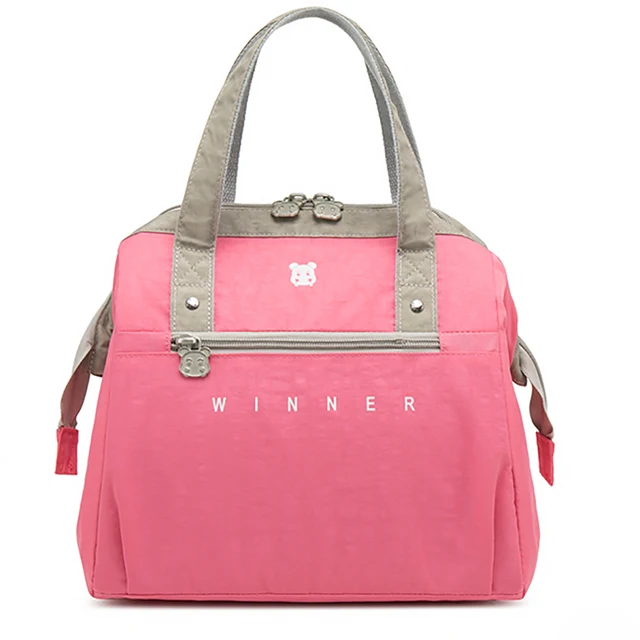 Portable Lunch Bag  New Thermal Insulated Lunch Box Tote Cooler Bag Bento Pouch Lunch Container School Food Storage Bags S-Pink