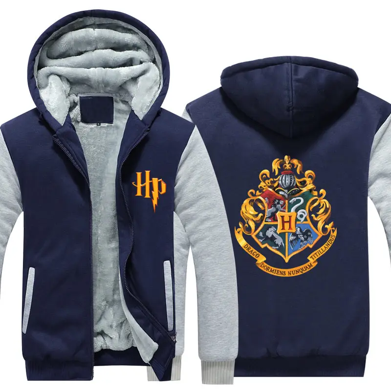 Wizardry Хогвартс Косплей Костюм Толстовка зимняя куртка мужская уличная одежда Европейский размер плюс флис на молнии Толстовка парка повседневное пальто