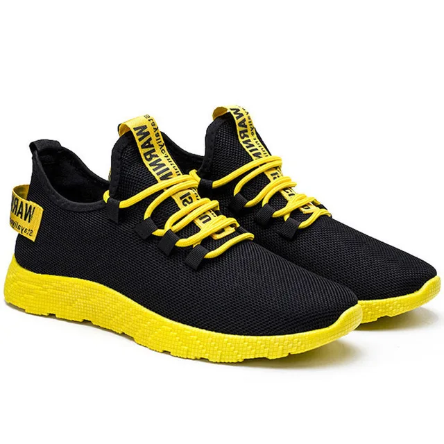 Сетчатые мужские кроссовки; Повседневная обувь; мужская обувь на шнуровке; легкая Вулканизированная обувь; Прогулочные кроссовки; zapatillas hombre Tenis Masculino - Цвет: yellow-2