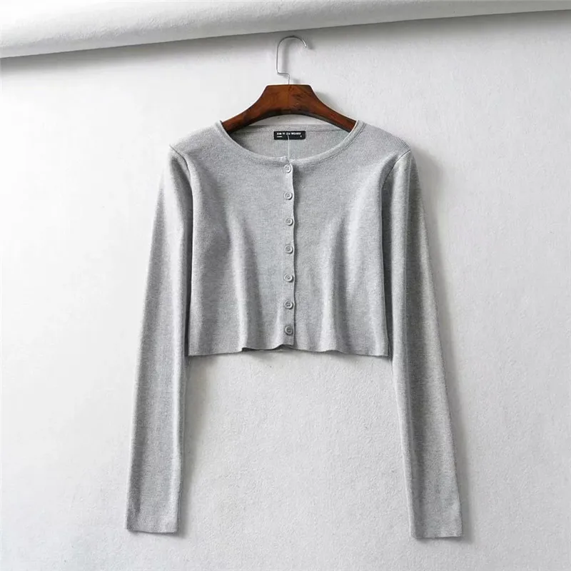 gray light cardigan Элегантный осенне-весенний легкий кардиган для женщин французский ленивый стиль укороченные свитера шикарный уютный мягкий вязаный свитер для девочек - Цвет: gray light cardigan