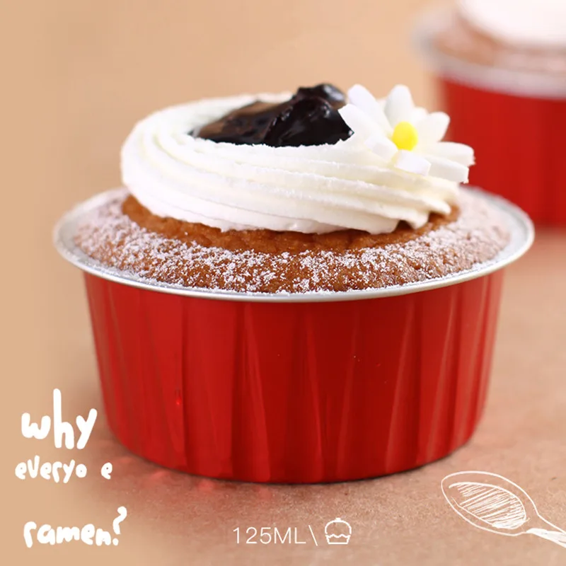50pcs 125ml round cake baking mold aluminum foil baking bowl pudding mousse tin paper cup party birthday wedding favor decor cup
