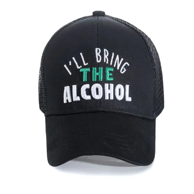 Женская летняя шапка-бейсболка с надписью «I'll Bring The Alcohol Embroidered Mesh Back», Регулируемая Кепка в стиле хип-хоп