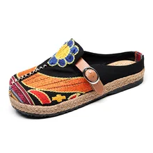 Женская обувь в рыбацком стиле; Лидер продаж; Тканевая обувь в Пекинском стиле; сезон весна-лето; соломенный каблук; Подсолнух; кожаные женские лоферы с пряжкой и ремешком; zy425