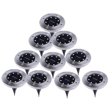 

Big deal 10Pcs Solar Powered Ground Light 8 Led Outdoor Garden Landscape Pathway Solar Buried Floor Light Underground Lamps