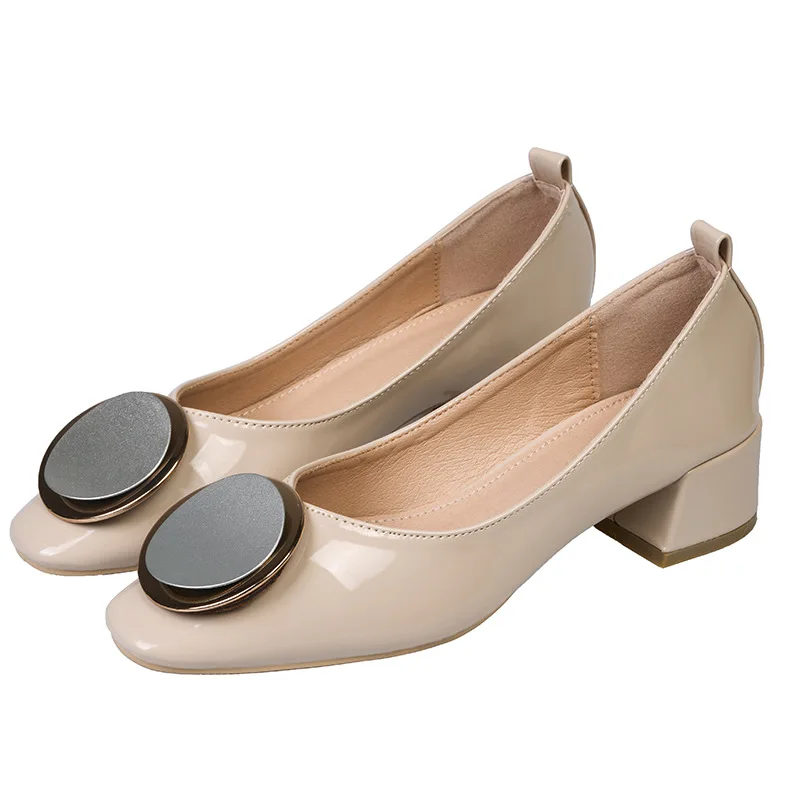 

Factory Price Chunky Documentary Shoes Women's New Style Spring And Autumn Square Head Versitile Fashion Korean-style Metal Buck