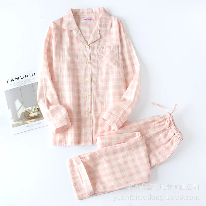 Spring Men and Women Long Sleeves Pajamas Plaid Leisure Long Shirt Nightwear Cotton Plus Size Sleep Set Matching Couples Pyjamas Spring Men and Women Long Sleeves Pajamas Plaid Leisure Long Shirt Nightwear Cotton Plus Size Sleep Set Matching Couples Pyjamas