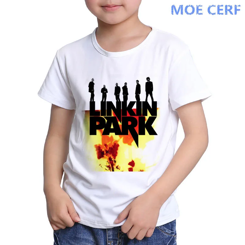 Детская модная футболка с объемным дизайном крутая футболка Linkin Park Camisetas, детская забавная одежда хлопковые топы с надписями для малышей, M4-6