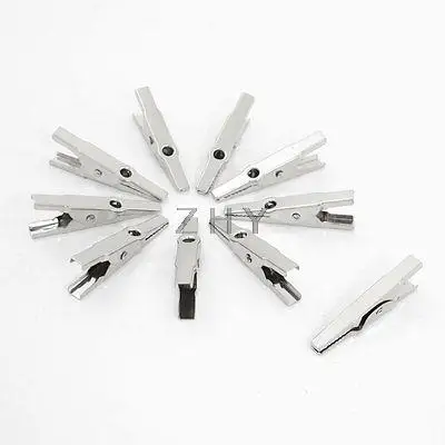 

10 Pcs Solid Color Silver Tone Metal Alligator Clips Clamps 1.69" Length
