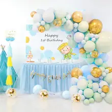 Globos de aire de látex para niños, Kit de arco de guirnalda para baby shower, 118 piezas, Macaron, azul, verde, dorado, suministros de decoración para fiesta de cumpleaños