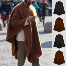 INCERUN Мужской плащ пальто Верхняя одежда свободный крой утеплённая ветровка Осенняя теплая удобная мужская одежда для отдыха