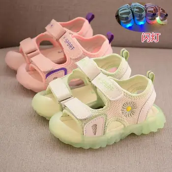 

Summer children led sandals Toddler Baby Boys Gilrs Led Luminous Sandals Kids Open Toe Flat Sports Beach Sandal
