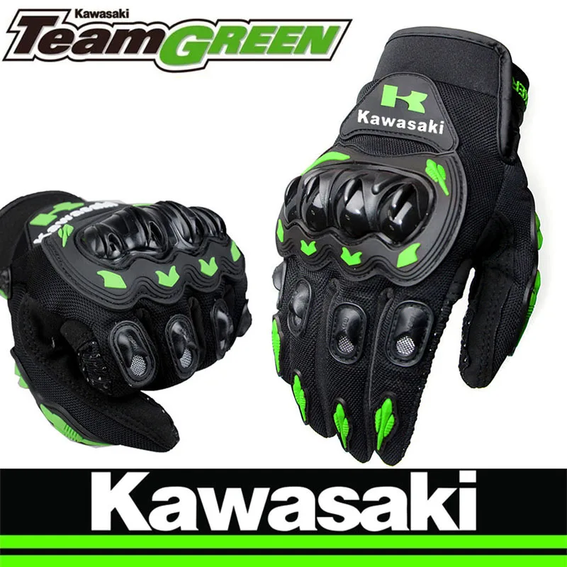Para kawasaki guantes para carreras de motos de Motocross dedo completa guantes moto guantes rojo Retro naranja verde con logo