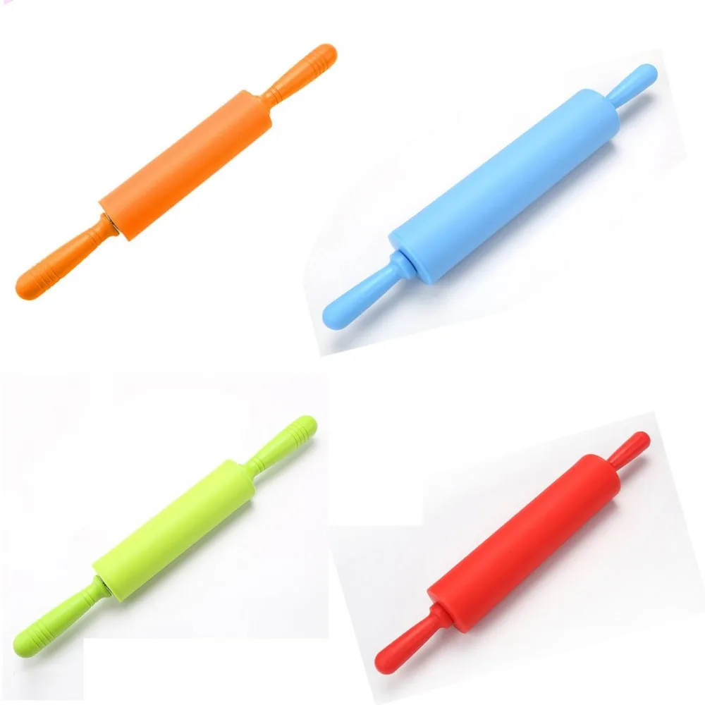 

Food Grade Silicone Rolling Pin Plastic Handle Roller Rotating Non-Stick Dumpling Pressing Stick Walking Hammer Kitchen Bakeware