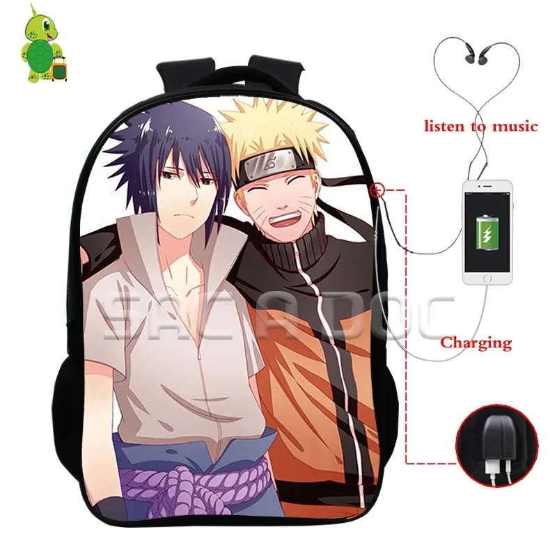 17 Наруто рюкзаки mochila Sasuke Akatsuki Многофункциональный USB зарядка Разъем для наушников школьные сумки для подростков повседневный рюкзак для ноутбука - Цвет: 17