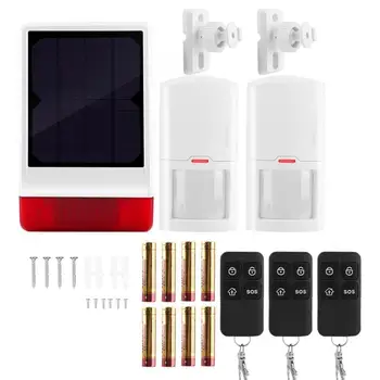 

Wireless Solar Alarm System 433MHZ Wireless Solar Powered Siren Burglar Security Alarm System 2 PIR 3 Remote Control