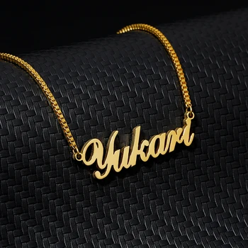 

Gothic Old English Name Necklace Customized Jewelry Personalized Letters Wedding Date Pendant Box Chain Women Men Birthday Gifts