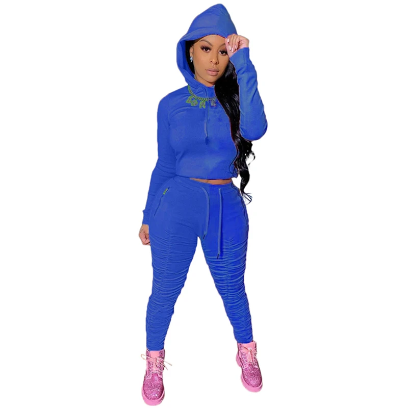 

New Arrival Casual Sports Hooded Sweatwear and Pleated Pants