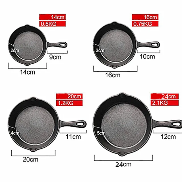 Skillet Frying Pan Cast Iron Pan 16cm 20cm 26cm Non-Stick Pancake Pan gas stove Wok Pan Home Garden Cast Iron Cauldron Egg Pan 1