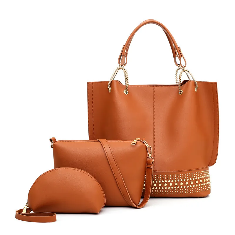 

JOINT WOMEN'S Bag WOMEN'S Handbag Crossbody Bag Different Size Bags Three-piece Set Rivet Big Bag