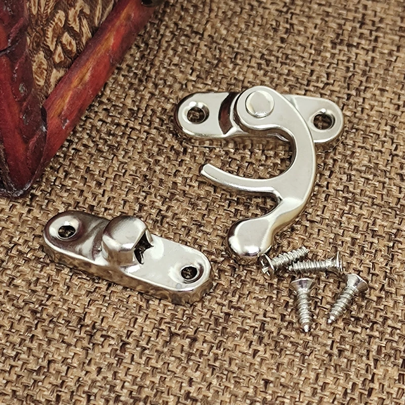 4 Units Small Buckles Antique Metal Padlock Hasp Hook Lock For Mini Decorative Jewelry Wooden Box With Screws Furniture Hardware