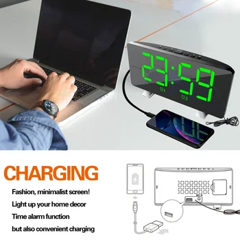 

Economical Chord Tone Alarm Clock LED Large Screen Display Portable Charging Subclock for Home Bedroom ds99