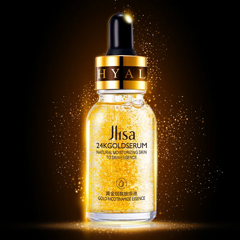 24k Gold никотинамид 30 мл отбеливающий крем уход за кожей лица Сыворотка увлажняющая сыворотка жидкость для лица женский покрытыем цвета чистого 24 каратного золота сыворотка анти старения уменьшает поры