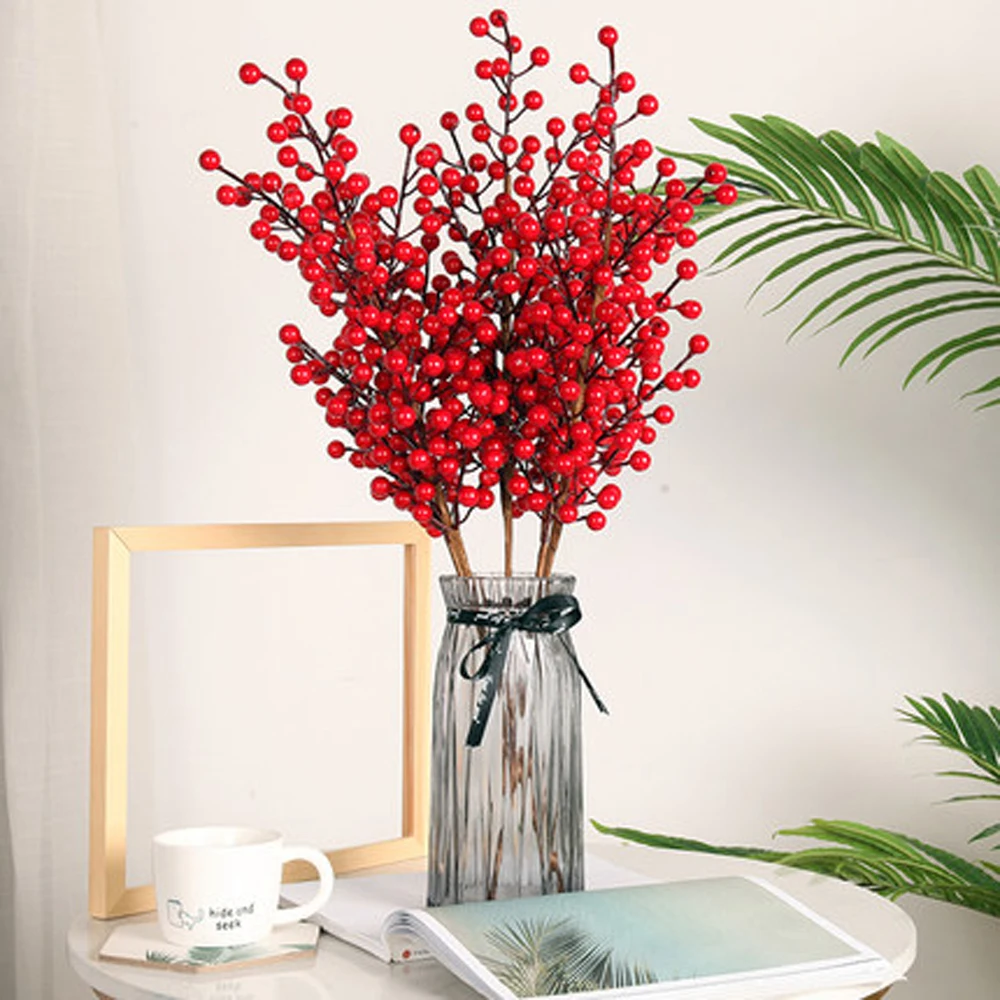 

4pcs artificial flowers artificial red Rich berry&artificial Rich Fruit Plant Berries for home decoration