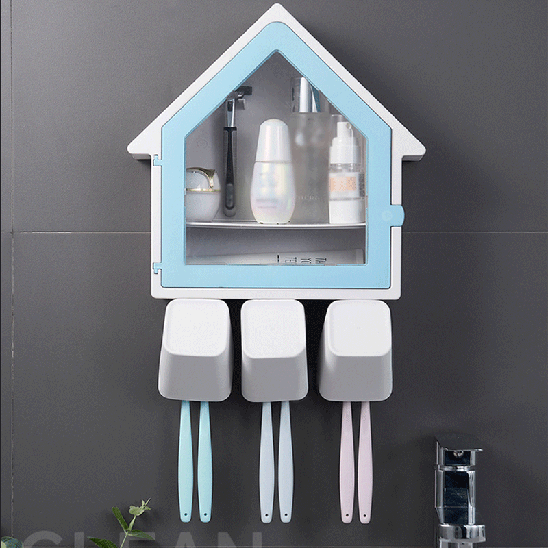 Bathroom Accessories Set Toothbrush Holder Automatic Toothpaste Dispenser Holder Toothbrush Wall Mount Rack Bathroom Tools Set