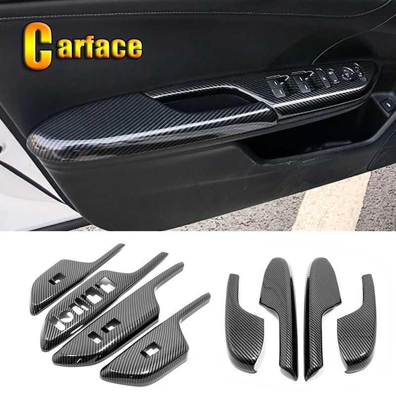 

ABS Carbon fibre For Honda Civic 10th 2016-2020 accessories Car door armrest protective cover with hand decoration Cover Trim