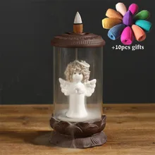 Керамика Ангел Сова дым курильница для благовоний лампа для ароматерапии кадило водопад Ладан держатель для Рожков Декор для дома подарок+ 10 шт. конусов