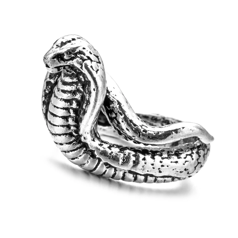 Ретро панк змея кольцо для мужчин и женщин Преувеличенные античные серебряного цвета открытие Регулируемые кольца Anillo Hombre Bijoux - Цвет основного камня: 1