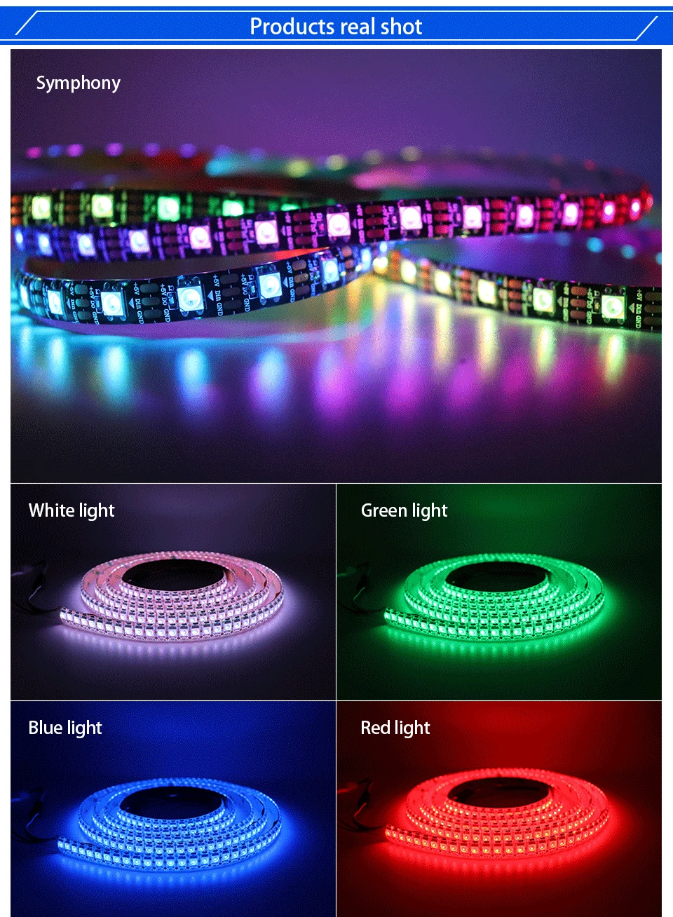 1 м/5 м WS2812B 30/60/144 светодиодов/m Smartled пикселей RGB индивидуально адресуемых светодиодные полосы светильник черный/белый печатных плат WS2812 IC WS2812B 5V