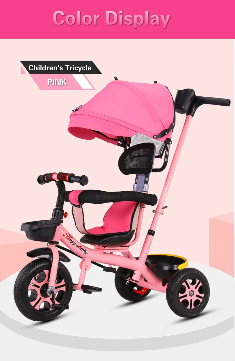 Портативный детский велосипед трехколесный велосипед, можно регулировать ручные тележки, Легко складывающаяся коляска для детей